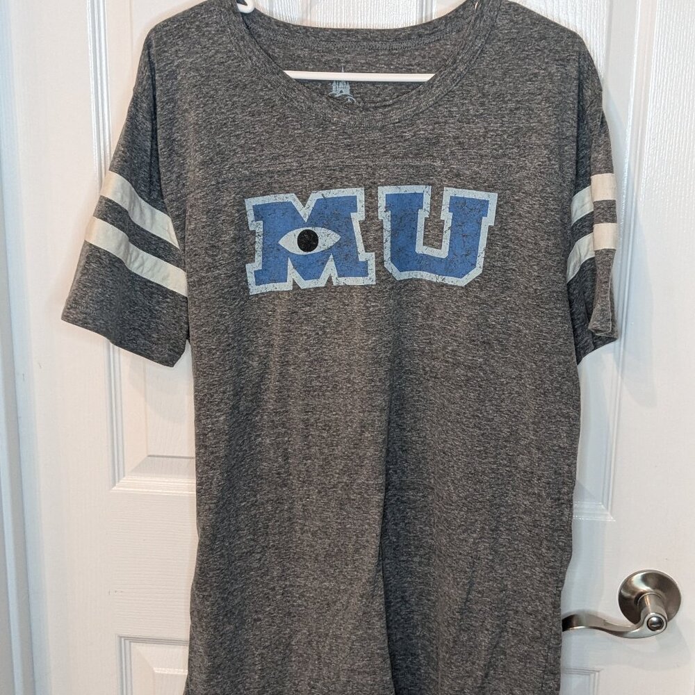 Disney Monsters University MU Baseball Tee Grey Size Large
